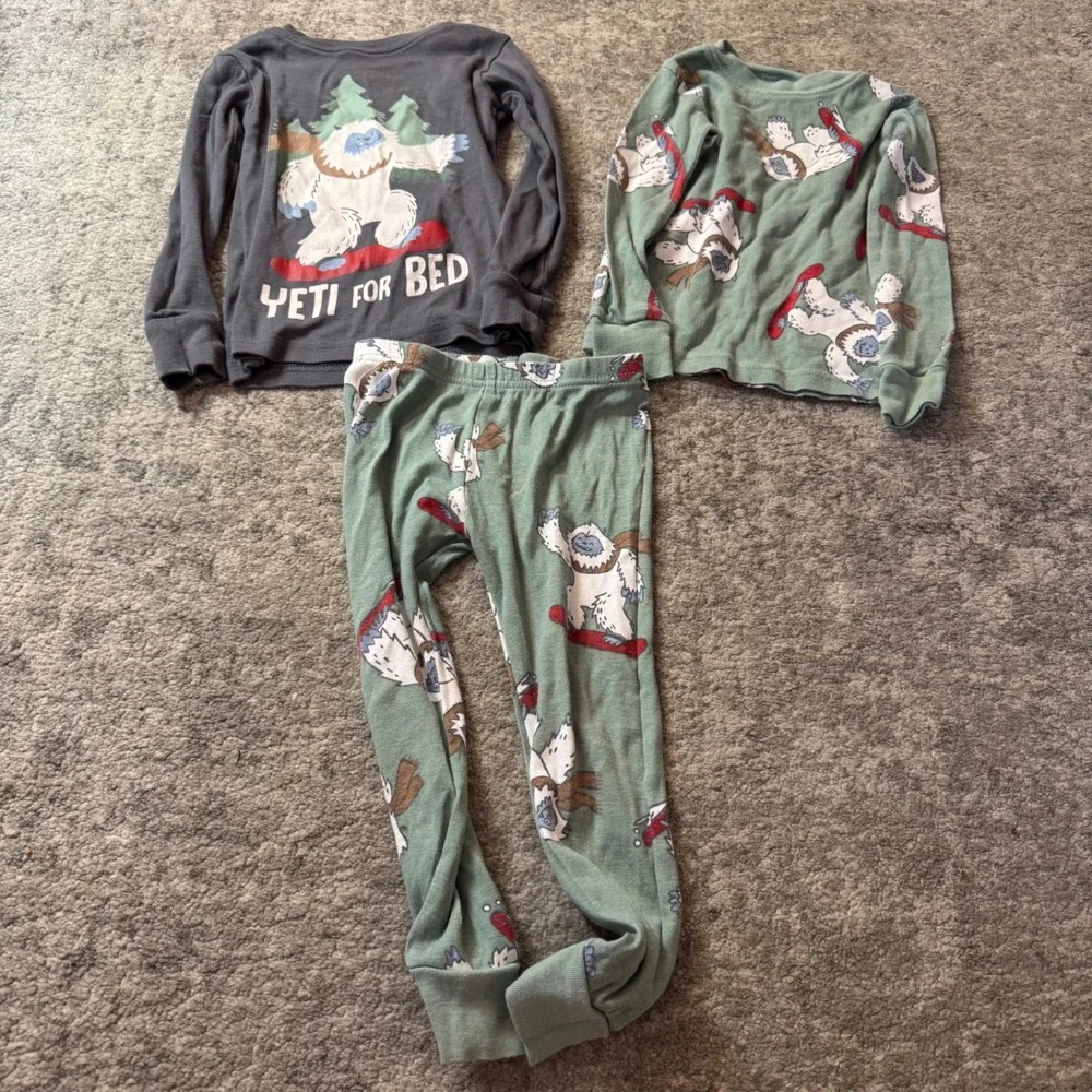 Carter's Stitch & Stone Boys 3T Pajamas Lot Sharks Fire Truck Yeti Bear 18pc‎